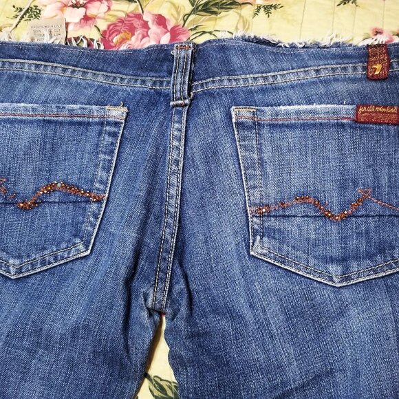 7 For All Mankind, Festival Jeans, cut to Fringe Low Waist Sze 26 W - Picture 6 of 15